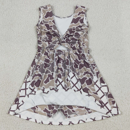 Baby Girls Dress Southern Grey Camo Drip Team Shorts Yoga Knee Length Dresses GSD2819