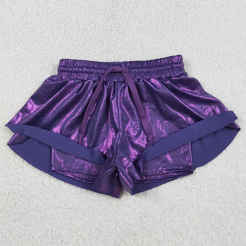 Baby Girls Shorts Purple Leather Ruffle Shorts Bottoms SS0686 12.31