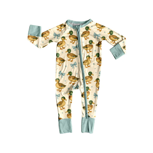 Preorder(moq 5)Baby Infant Cute Mallard Ducks Zipper Footie Rompers 8.8