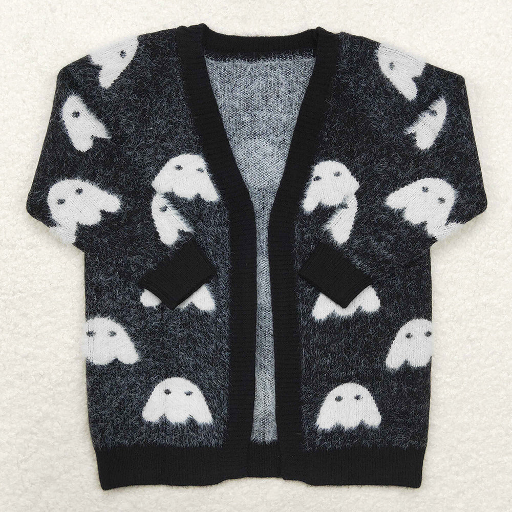 Baby Girls Sweater Halloween Black Ghost Long Sleeve Sweaters Cardigans GT0649