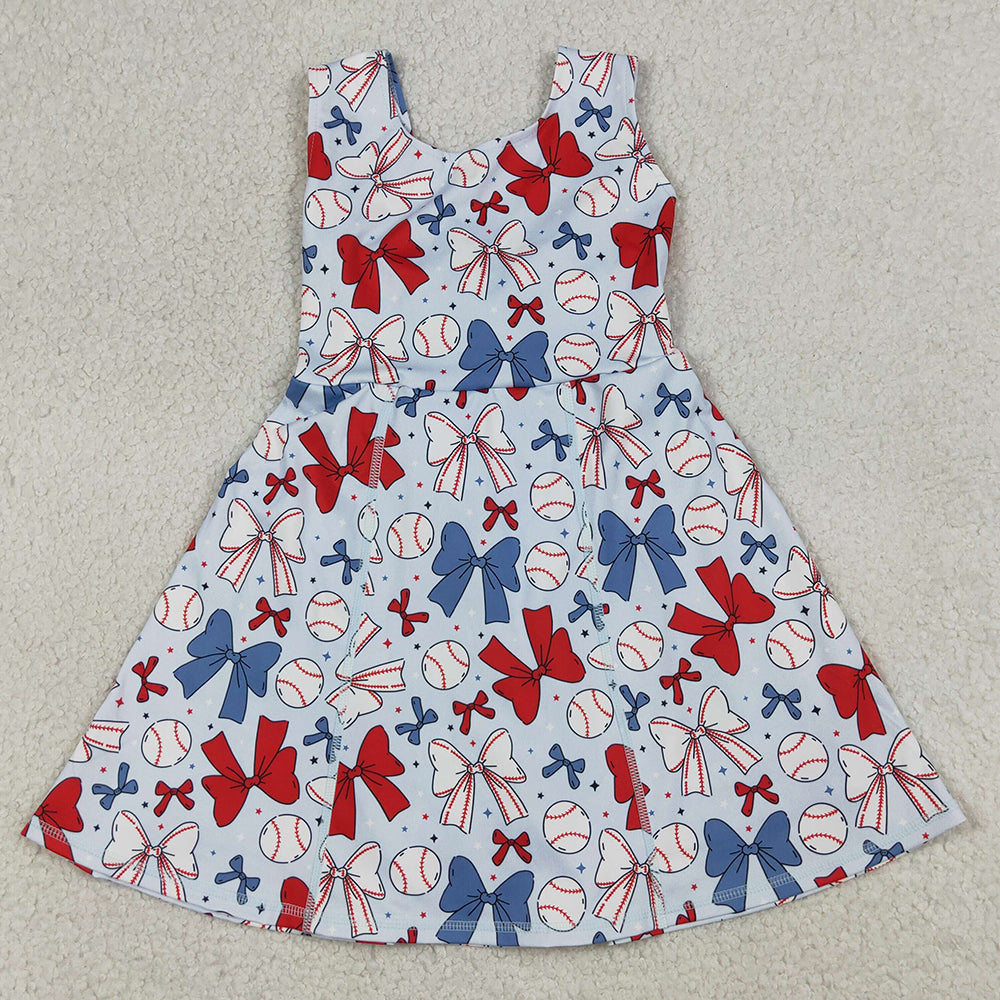 Baby Girls Dress Baseball 4th Of July Yoga Active Wear Skort Knee Length Dresses GSD2150