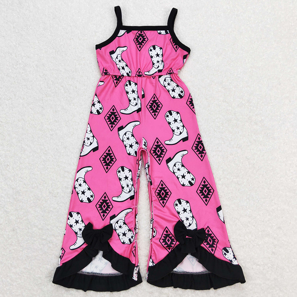 Baby Girls Jumpsuits Straps Boots Aztec Bows Bell Bottom Jumpsuits SR1238