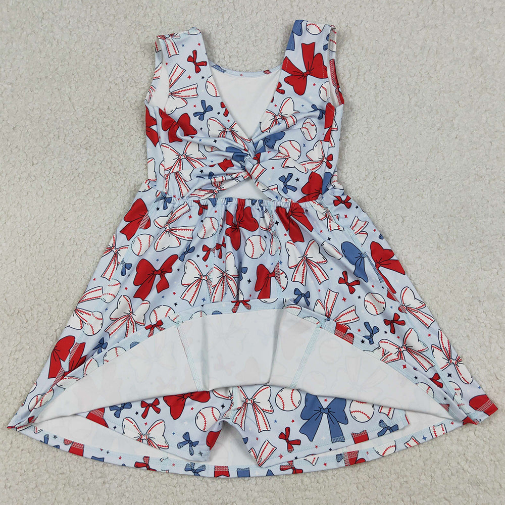 Baby Girls Dress Baseball 4th Of July Yoga Active Wear Skort Knee Length Dresses GSD2150