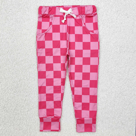 Baby Girls Pants Pink Checkered Jogger Pocket Pants P0700