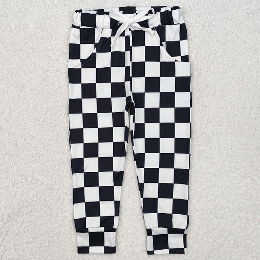 Baby Girls Pants Black Checkered Jogger Pocket Pants P0699