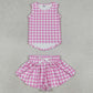 Baby Girls Clothes Pink Checked Vests Top Butterfly Short Yoga Active Clothes Sets GSSO3478