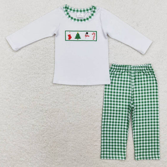 Baby Boys Clothes Christmas Long Sleeve Top Checkered Pants Sets BLP0603 GLP1395