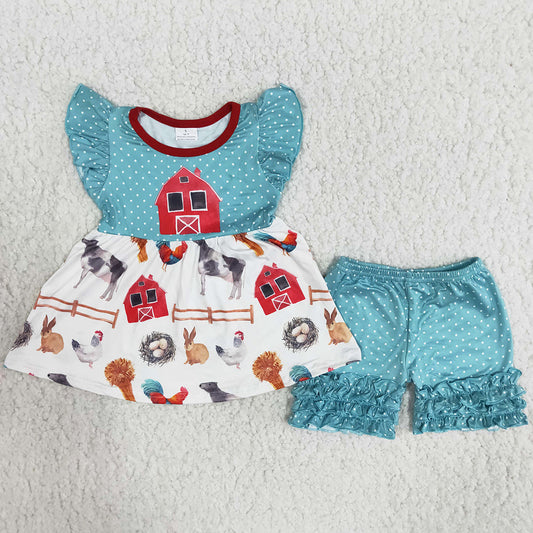 Fashion Baby Girl Clothes Summer Outfits Farm Print Cute Girl Clothes Set B7-2