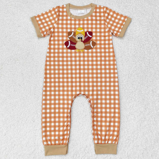 Baby Infant Girls Rompers Turkey Thanksgiving Checkered Short Sleeve Rompers SR1886