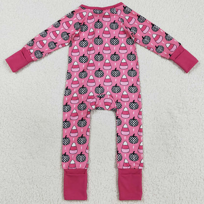 Baby Girls Rompers Fall Halloween Pumpkins Candy Zipper Footie Rompers LR2467 8.16