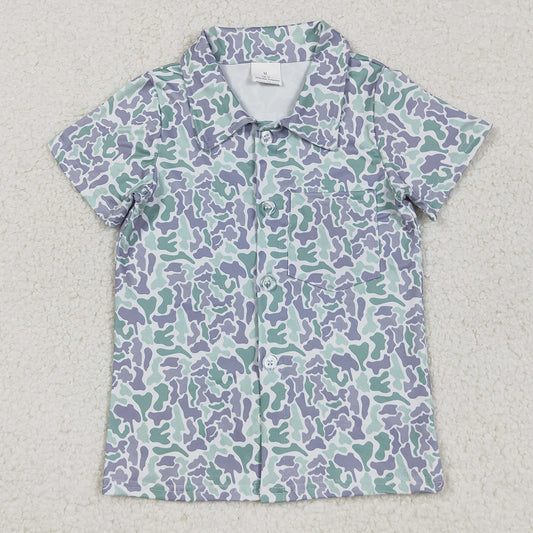 Baby Boys T-shirts Light Green Camo Western Button Shirts Top BT1295 9.2