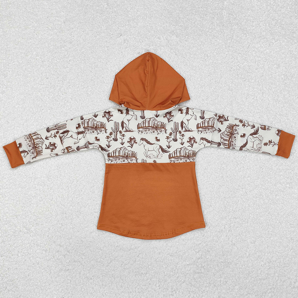 Baby Boys Clothes Western Horse Cactus Hooded Long Sleeve Tee Tops BT0750