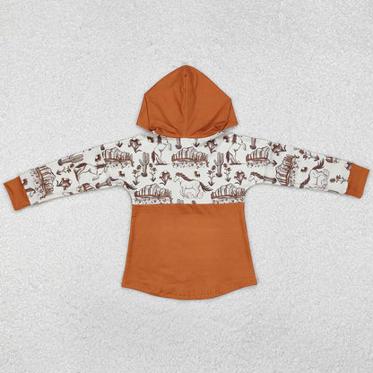 Baby Boys Clothes Western Horse Cactus Hooded Long Sleeve Tee Tops BT0750
