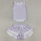 Baby Girls Clothes Lavender Checked Vests Top Butterfly Short Yoga Active Clothes Sets GSSO3477