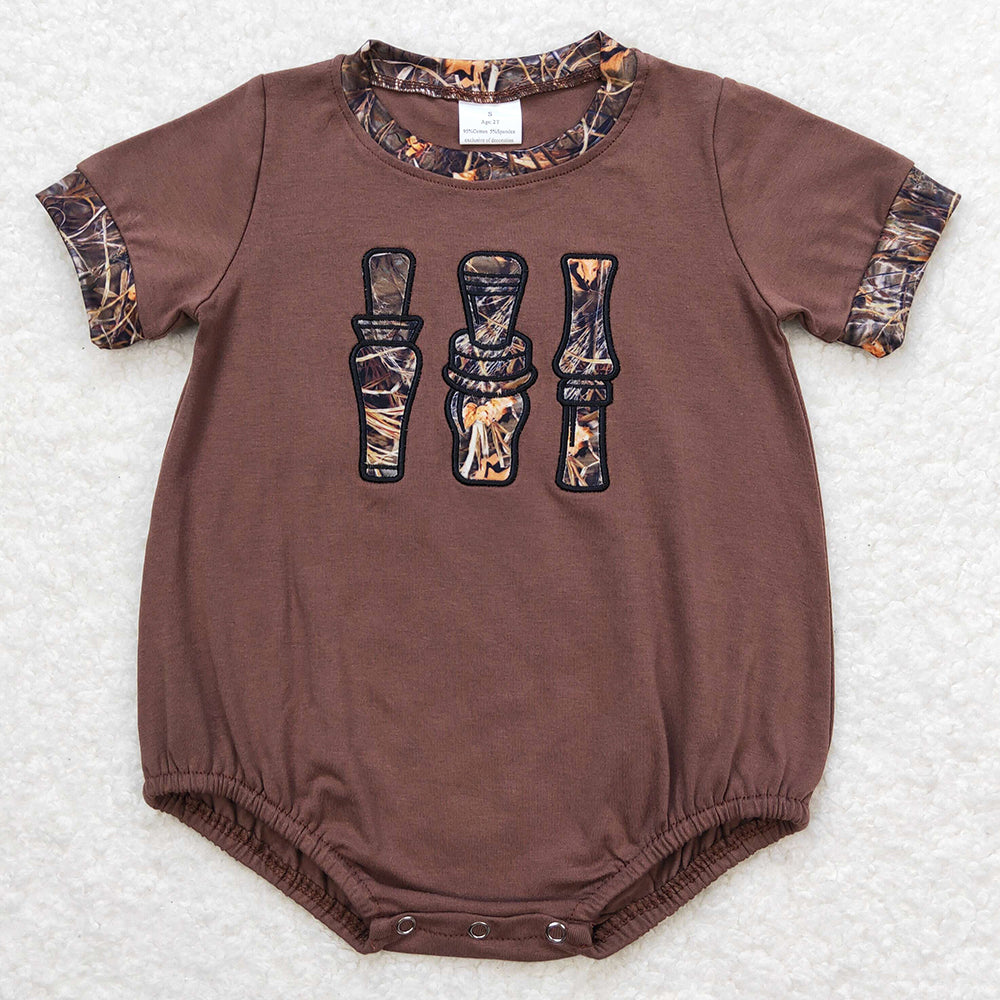 Baby Infant Boys Romper Camo Duck Call Brown Short Sleeve Rompers SR1402