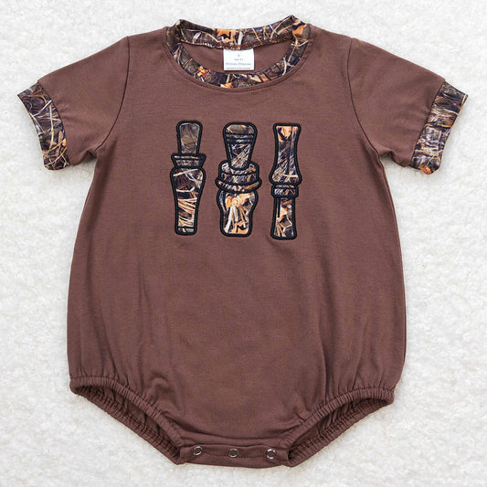 Baby Infant Boys Romper Camo Duck Call Brown Short Sleeve Rompers SR1402