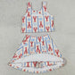 Baby Girls Clothes Bows Crayfishes Stripe Vest Top Skirt Short Yoga Active Clothes Sets GSD3626