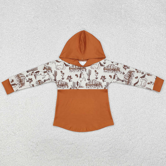 Baby Boys Clothes Western Horse Cactus Hooded Long Sleeve Tee Tops BT0750