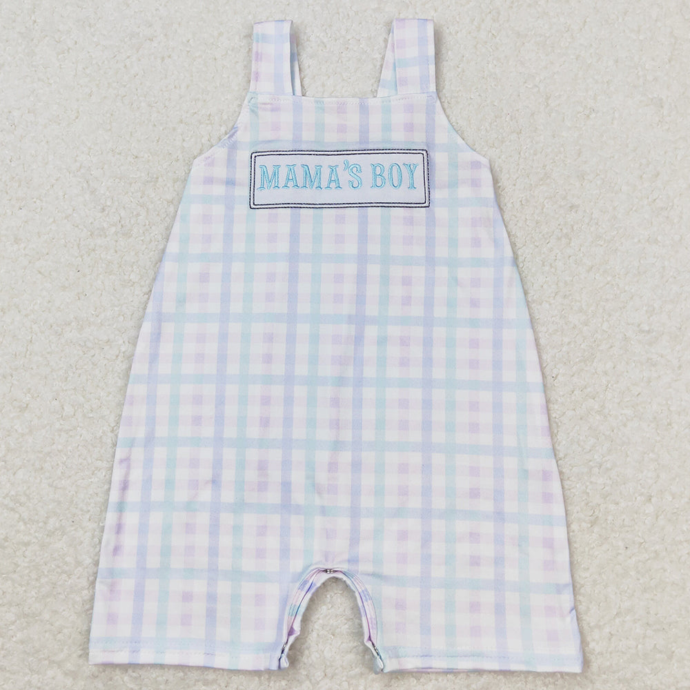 Baby Infant Boys Rompers Mama's Boy Checkered Summer Straps Rompers SR1092