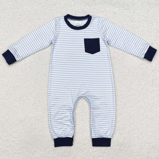 Baby Infant Boys Rompers Blue Stripes Pocket Rompers LR1805