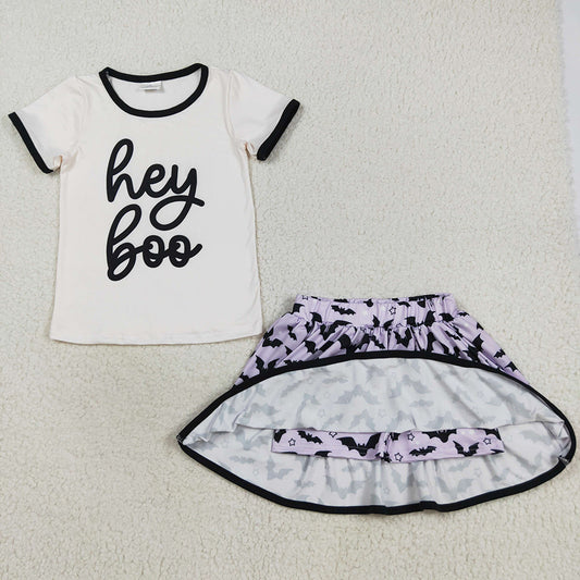 Baby Girls Clothes Hey Boo Top Bats Plaid Skorts Halloween Set GSD2772 8.16