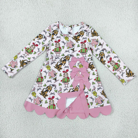Baby Girls Dress Frogs Gifts Christmas Yoga Active Short Bows Scallop Knee Length Dress GLD1656