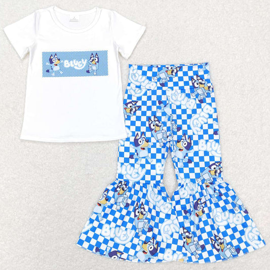 Baby Girls Clothes Blue Top Flare Bell Pants Sets GSPO1174