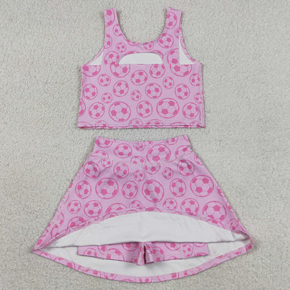 Baby Girls Clothes Football Athletic Active Wear Top Shorts Skirts Sets GSD1468