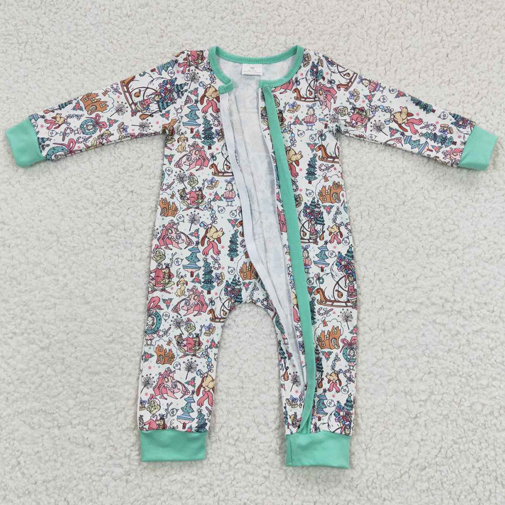 Baby Girls Romper Christmas Boutique Zip Design Kids Rompers LR0296