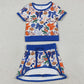 Sibling Baby Girls Short Sleeve Bows Footballs Top Skirt Shorts Team Clothes Sets