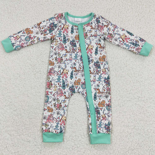 Baby Girls Romper Christmas Boutique Zip Design Kids Rompers LR0296