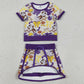 Sibling Baby Girls Short Sleeve Bows Footballs Top Skirt Shorts Team Clothes Sets
