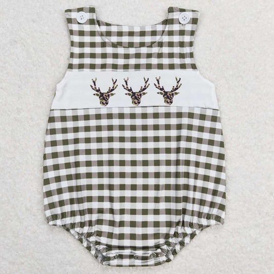 Baby Infant Boys Romper Leopard Deer Green Checkered Summer Rompers SR1167