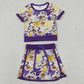 Sibling Baby Girls Short Sleeve Bows Footballs Top Skirt Shorts Team Clothes Sets