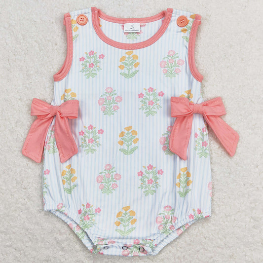 Baby Infant Girls Rompers Sleeveless Flowers Bows Rompers SR1411