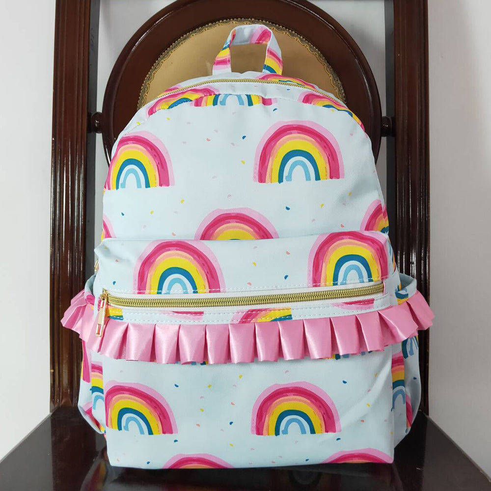 Boutique Kids Girls Backpacks Pink Ruffle Rainbow Backpack BA0167