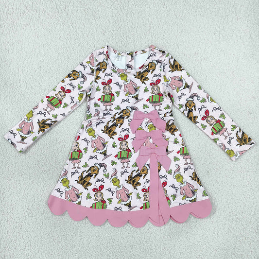 Baby Girls Dress Frogs Gifts Christmas Yoga Active Short Bows Scallop Knee Length Dress GLD1656