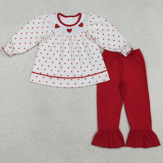 Baby Girls Clothes Embroidery Hearts Hearts Tunic Ruffle Pants Valentines Clothes Sets GLP3039 12.25