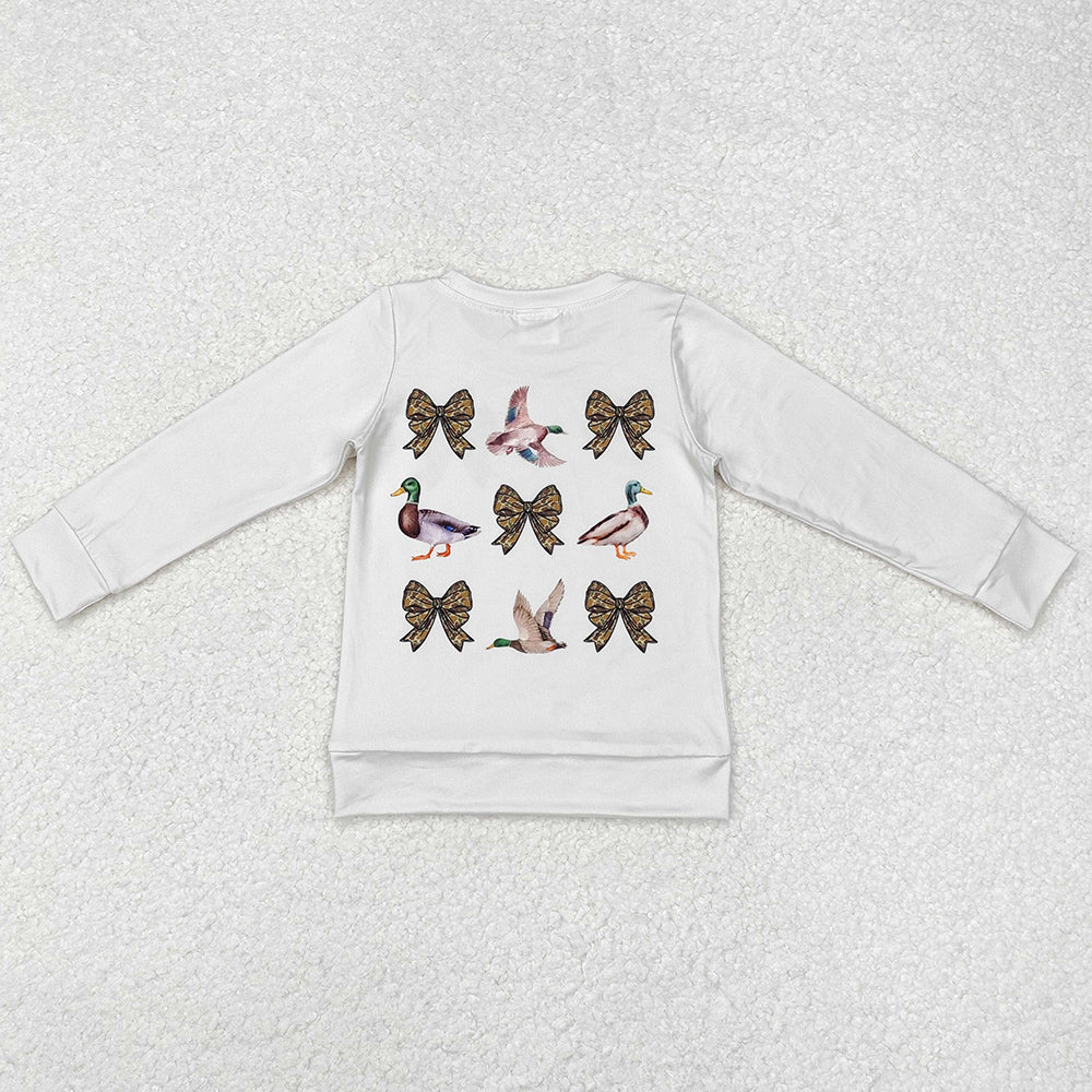 Baby Girls Clothes Tops Bows Ducks Hunting Long Sleeve Tops GT0759