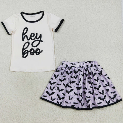 Baby Girls Clothes Hey Boo Top Bats Plaid Skorts Halloween Set GSD2772 8.16
