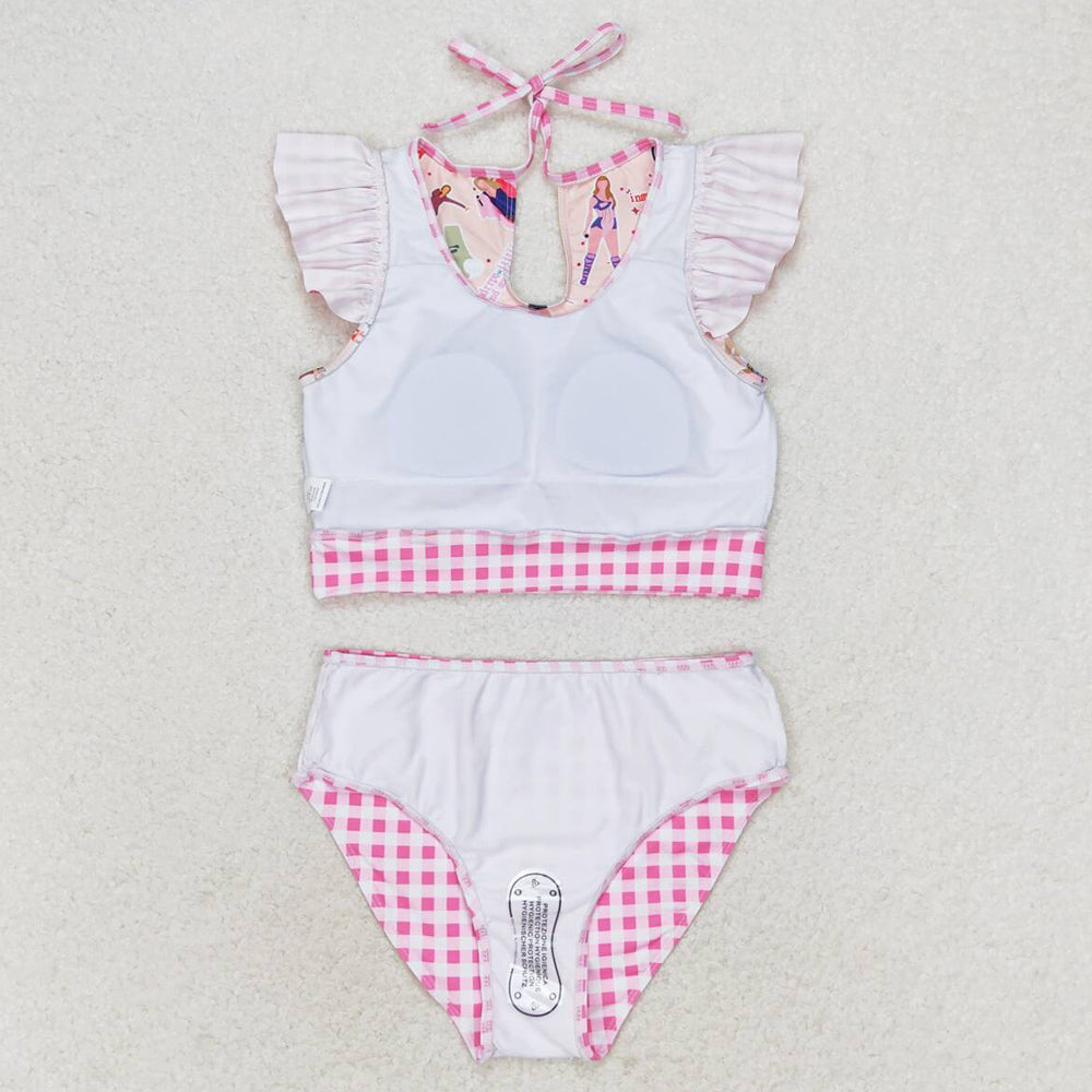 Baby Girls Swimsuits Summer Pink Top Bummie 2pcs Swimsuits S0291