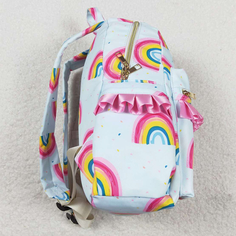 Girls Ruffle Backpack Boutique Kids Girls Backpacks Pink Ruffle Rainbow Backpack BA0167 ...