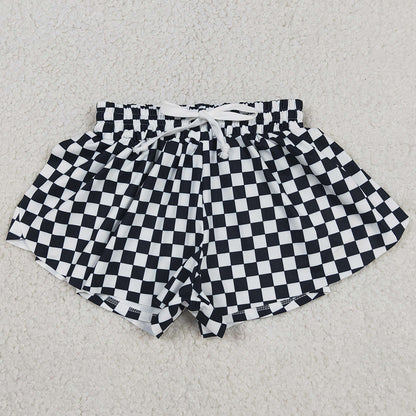 Baby Girls Shorts White Black Checked Yoga Active Butterfly Shorts Bottom SS0865