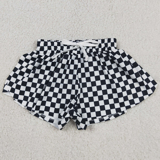 Baby Girls Shorts White Black Checked Yoga Active Butterfly Shorts Bottom SS0865