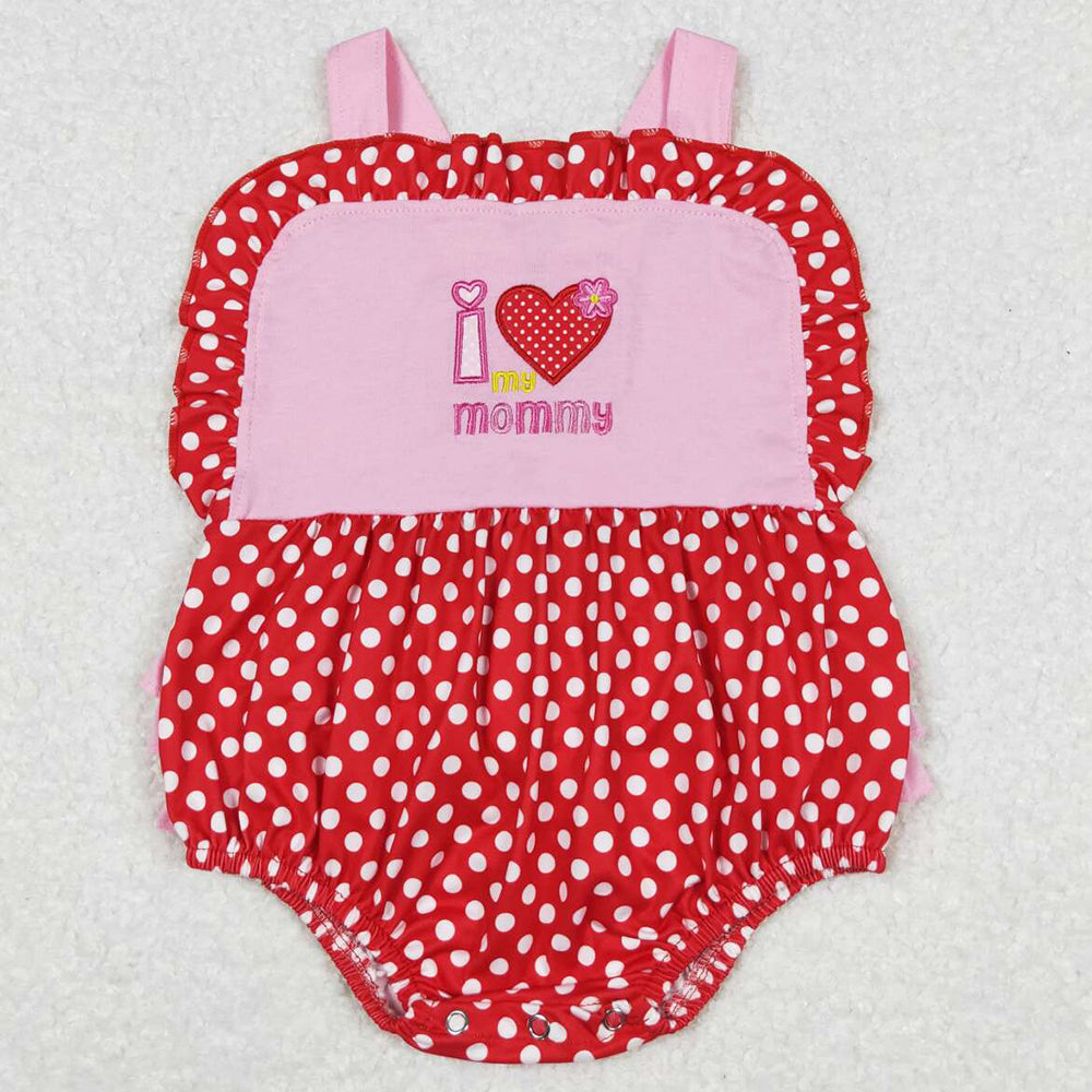 Baby Infant Girls Romper I Love My Mommy Polka Dots Straps Rompers SR0990