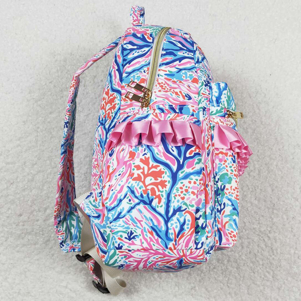 Fashion Kids Girls Backpacks Pink Blue Flowers Backpack BA0185