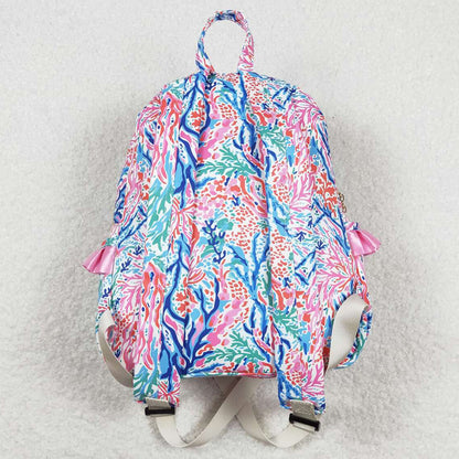 Fashion Kids Girls Backpacks Pink Blue Flowers Backpack BA0185