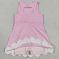 Baby Girls Dress Pink Sleeveless Bows Yoga Ruffle Shorts Scallop Knee Length Dresses GSD3315