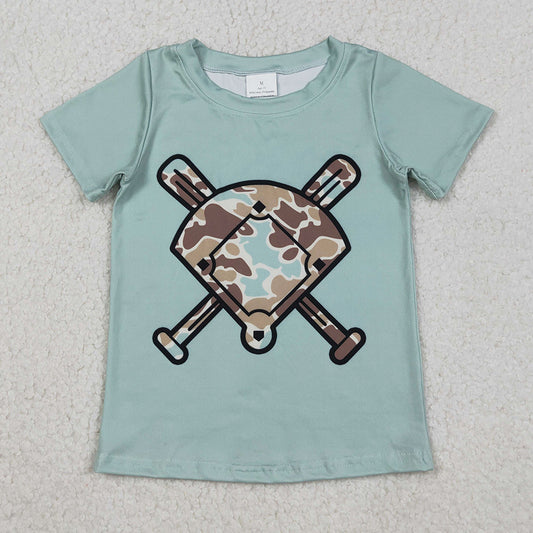 Baby Boys T-shirts Short Sleeve Camo Baseballs Team T-shirts Top BT1422 11.6