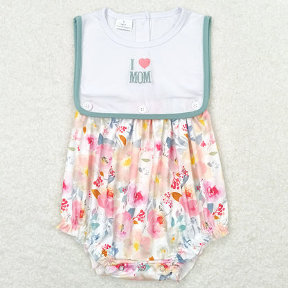 Baby Infant Girls Romper I Love Mom Floral Summer Rompers SR0989